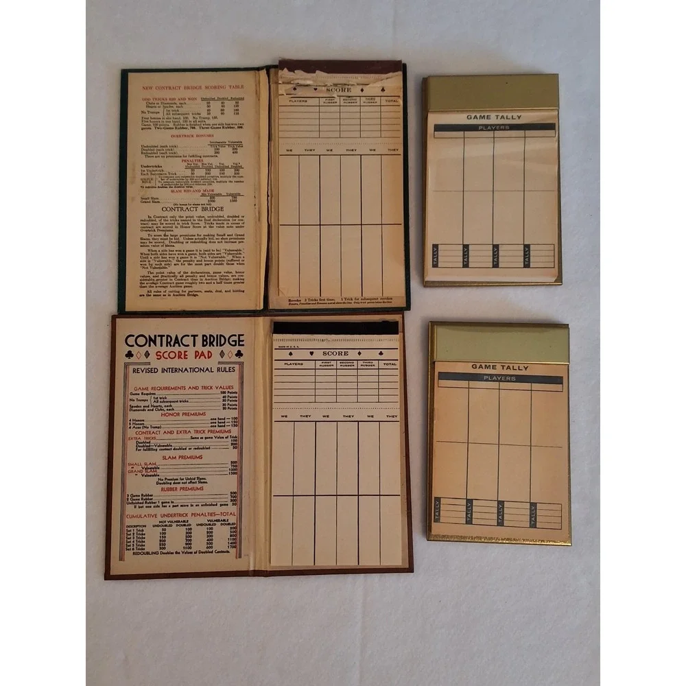 Vintage Bridge Party Set, 3 Double Decks(Complete)3Tallies(New) And 4 Score Pads